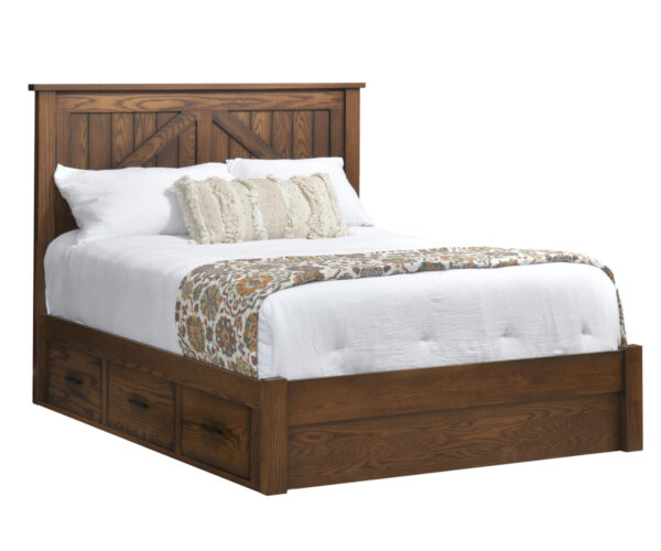 Mountain Lodge Panel Bed With Drawers To The Floor